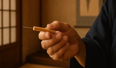 Waichi Sugiyama sujetando un shinkan