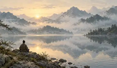 Lago al amanecer, espejo de la percepción