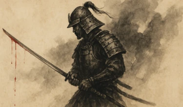 Samurai con la katana ensangrentada